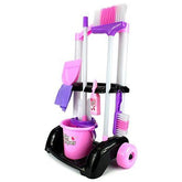 Childs Cleaning Set Pink & Black Trolley